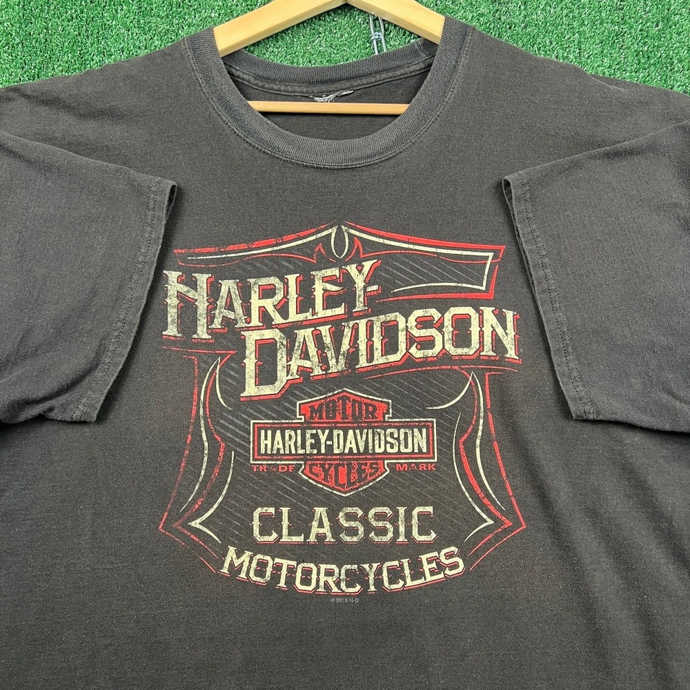 Harley-Davidson T-Shirt Mens 2XL Faded Black Brandon‎ FL Skull Graphic Modern